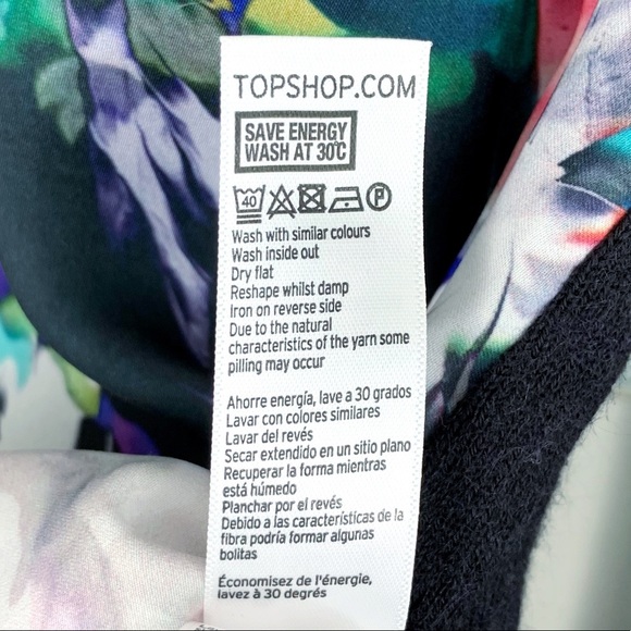 Topshop Mixed Media Black & Multicolor Abstract Print Angora Blend Sweater Top - Picture 9 of 10